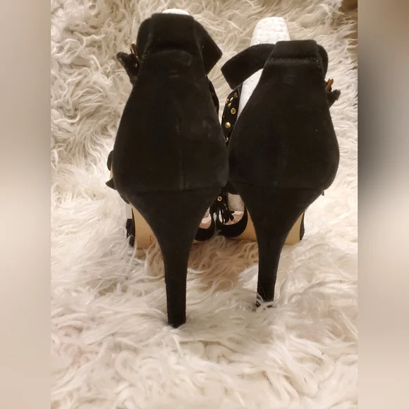 ALDO| NEW Womens black fringe high heels NEVER WORN|Size 7 - Picture 3 of 7